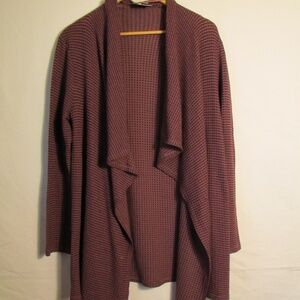Knox Rose Burgundy Open Front Waffle Knit Cardigan